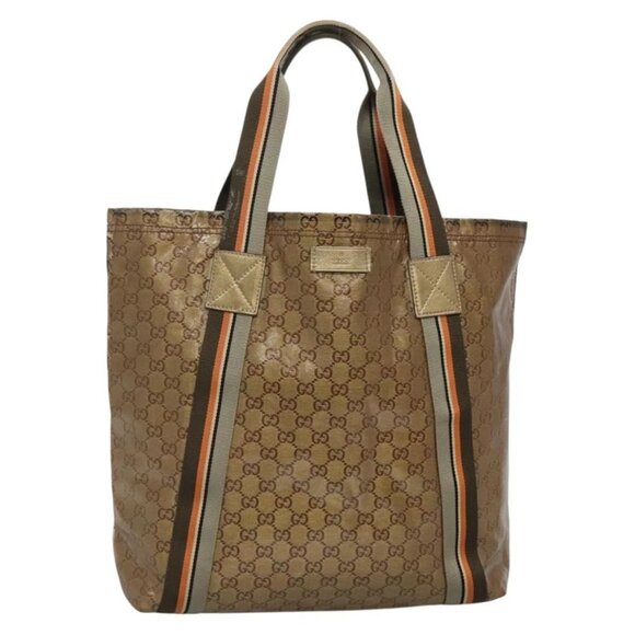 GUCCI GG Crystal Tote Bag Coated Canvas Gold 189669 Auth 139647 - Picture 1 of 16